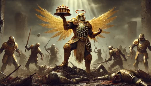 DALL·E 2025-03-22 11.51.55 - A digital painting of a victorious knight, dressed in full golde...webp